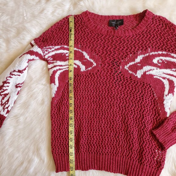 Romeo + Juliet Couture Red and White Open Weave Sweater Size M NWT - Picture 15 of 16